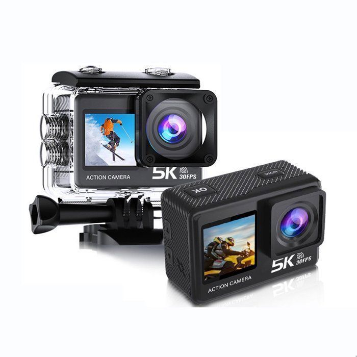 Caméra Sport 5K 30FPS,170°Grand-Angle,EIS,30M Étanche Kamera,2.4G WiFi avec télécommande,Noir
