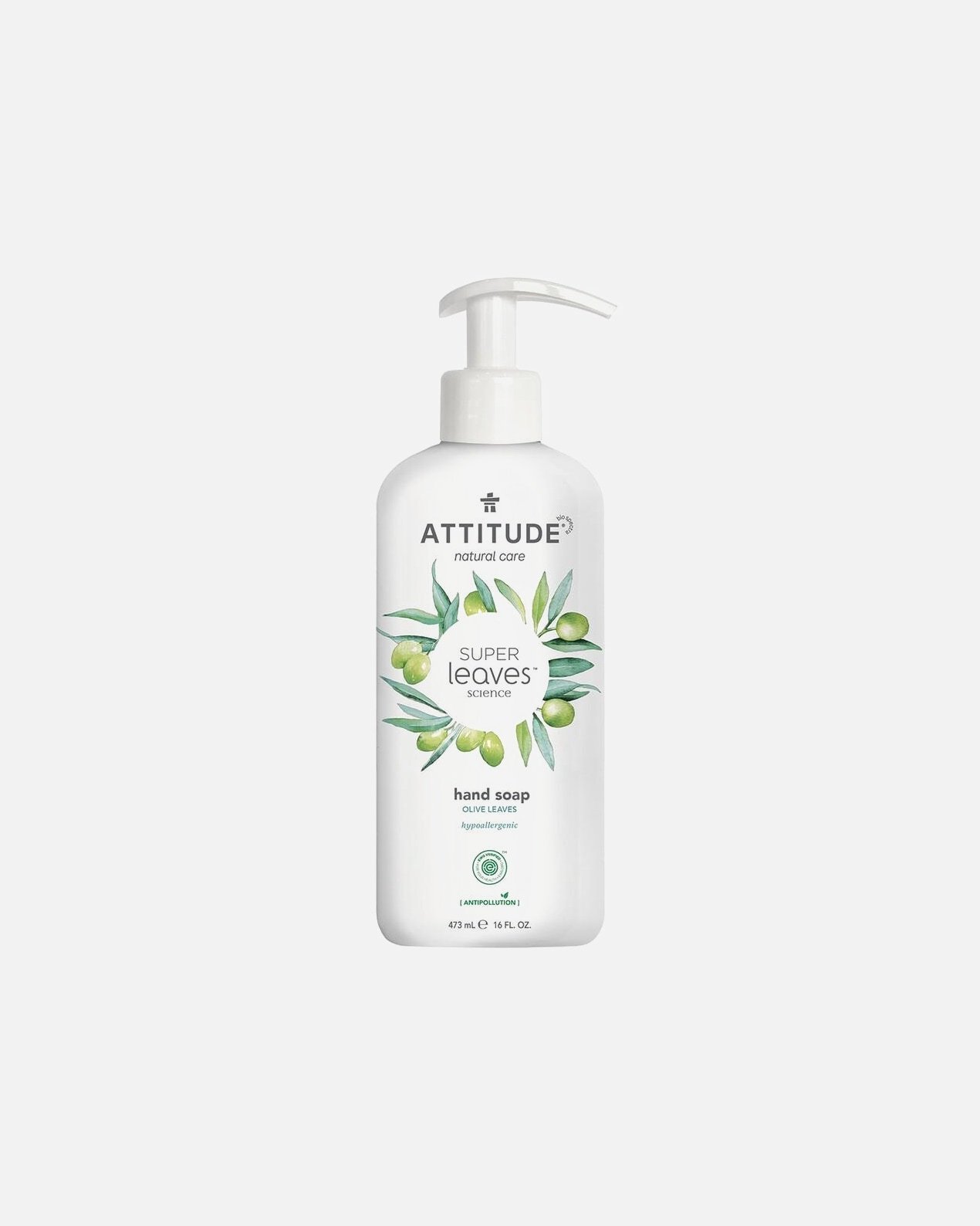 Attitude roku ziepes Super Leaves Science dabīgās roku ziepes – olīvu lapas – 473 ml