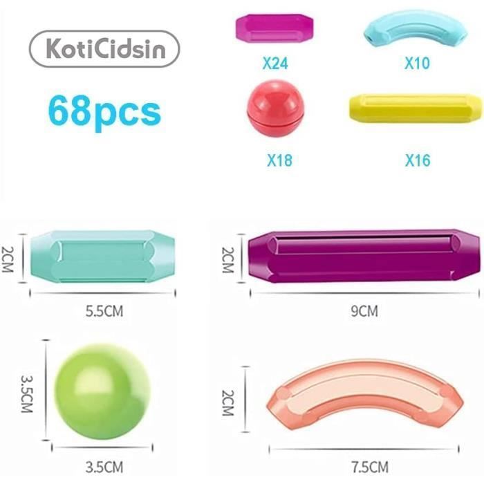 Set di costruzioni magnetiche - KotiCidsin - 68 pezzi - Multicolore - Plastica ABS - Età 3 anni e oltre