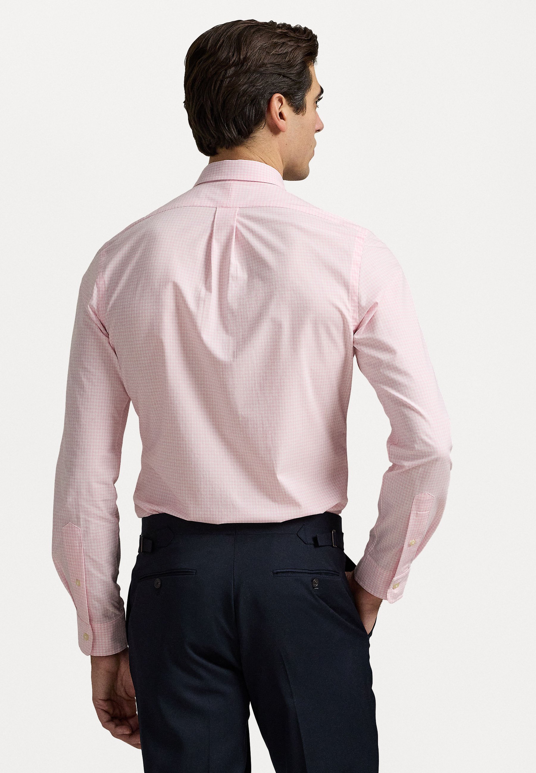 Camicia Polo Ralph Lauren slim fit in popeline elasticizzato a quadretti - Camicia - rosa caramello/bianco