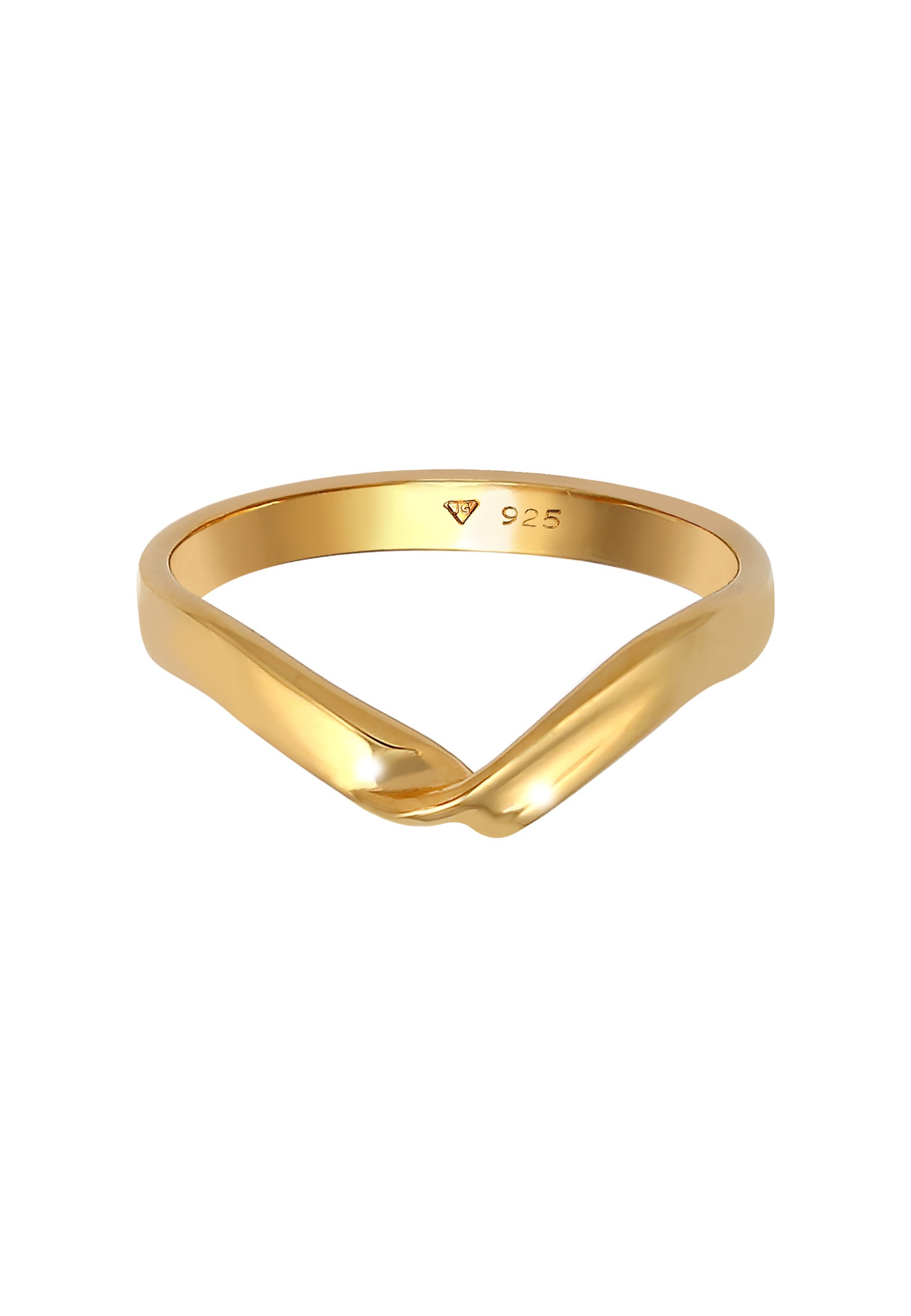 Elli Bague pour dames en forme de V Tendance tordue Basic Minimal en argent sterling 925