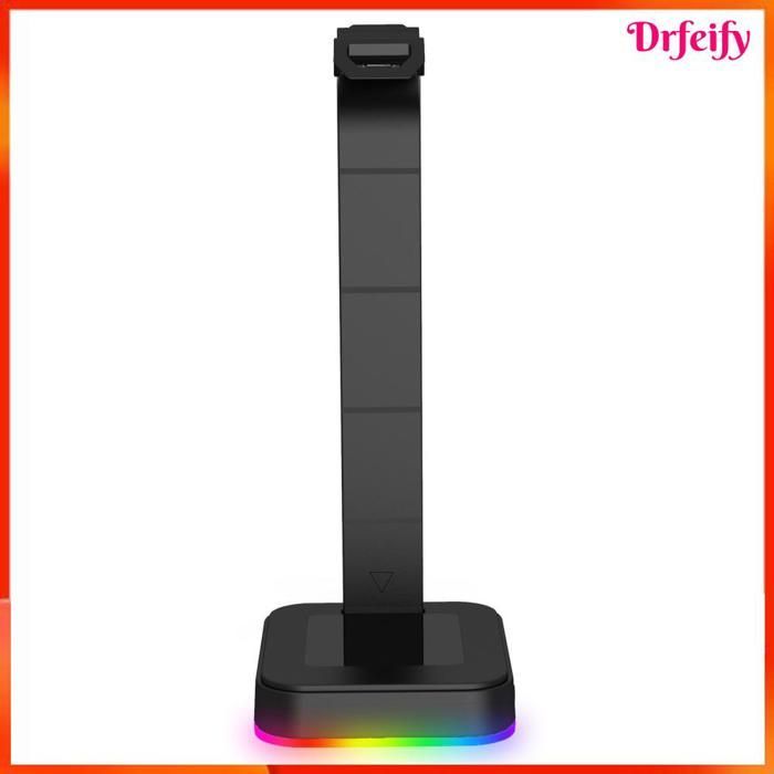 Soporte para auriculares gaming RGB Akozon con puerto para auriculares supraaurales, negro