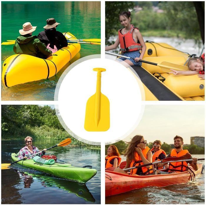 Remo telescópico para adolescentes, remo ajustable para canoa infantil, accesorio para deportes acuáticos con asa, amarillo.