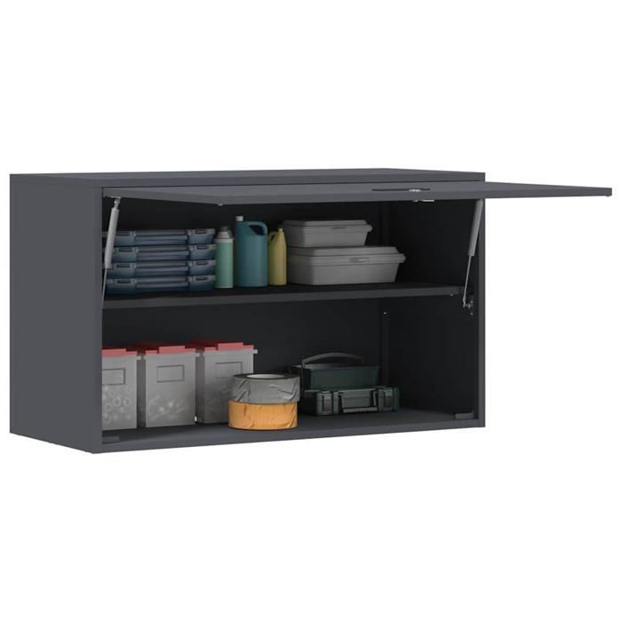 Armadio da garage a parete - vidaXL - Antracite - Acciaio verniciato a polvere - 90x40x53 cm - Montaggio a parete