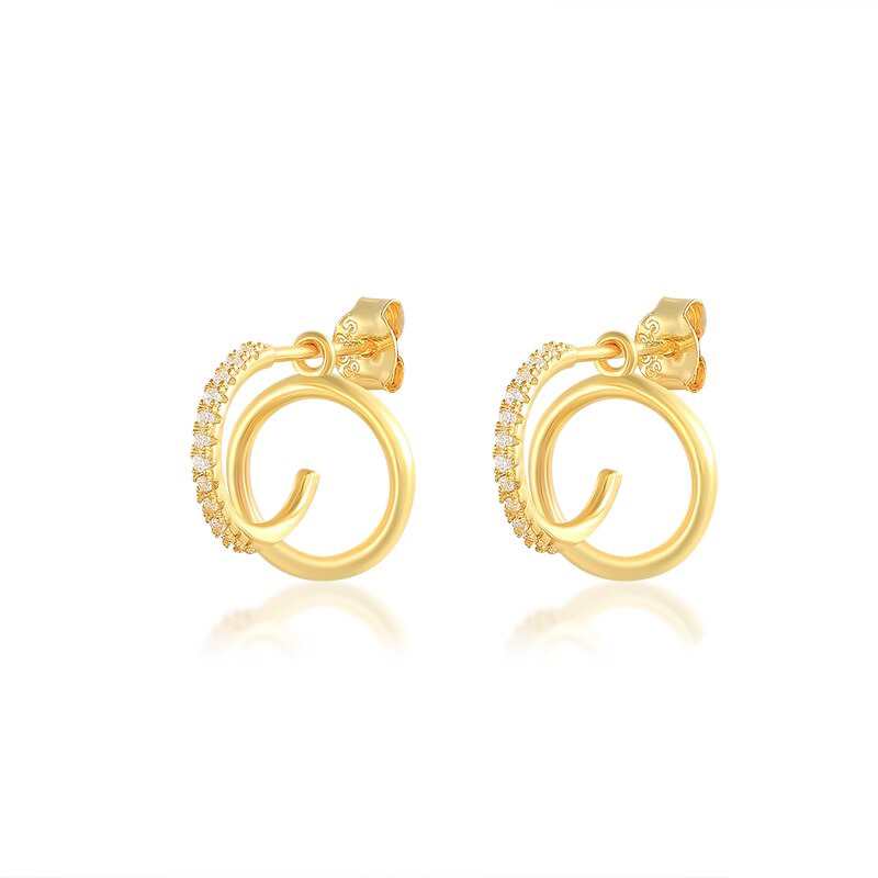 AIDE 925 Sterling Silver Earrings for Women (2020) – Gold-tone Zircon Stud Earrings for Girls – Jewelry Gifts