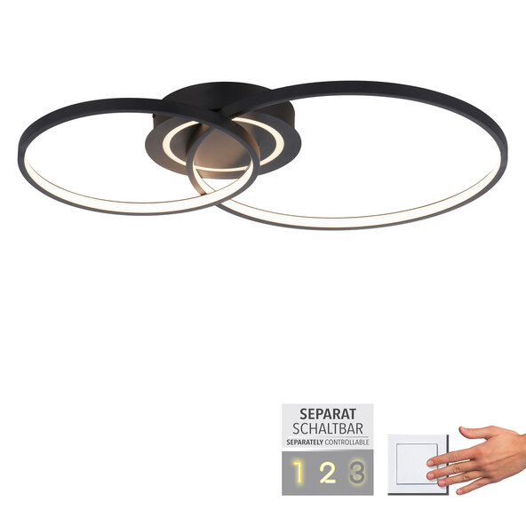 LED ceiling light ASMINA, black
