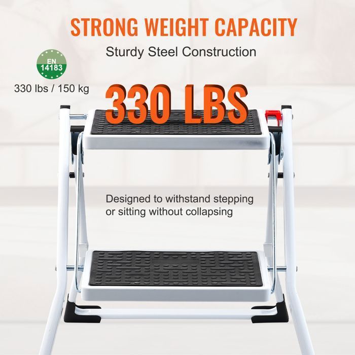 Escabeau - DUOKU - WK2031 - Capacité 150 kg - Pliable - Large Pédale Antidérapante