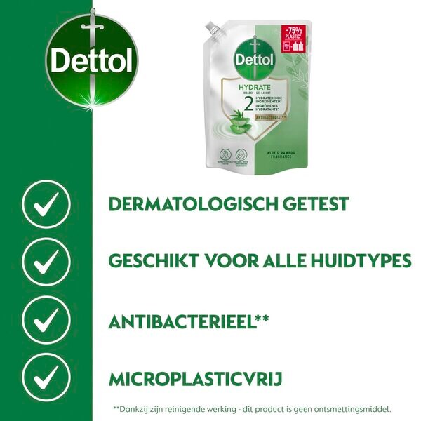 Refil de Gel de Limpeza Antibacteriano Hidratante com Aloe Vera Dettol<br>500ml