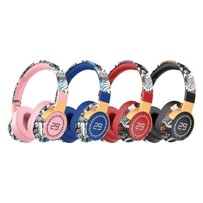 Cuffie LED wireless Bluetooth pieghevoli – Auricolari con cancellazione del rumore, bassi profondi, lunga durata della batteria, ideali per gaming/TV/sport, colore rosa