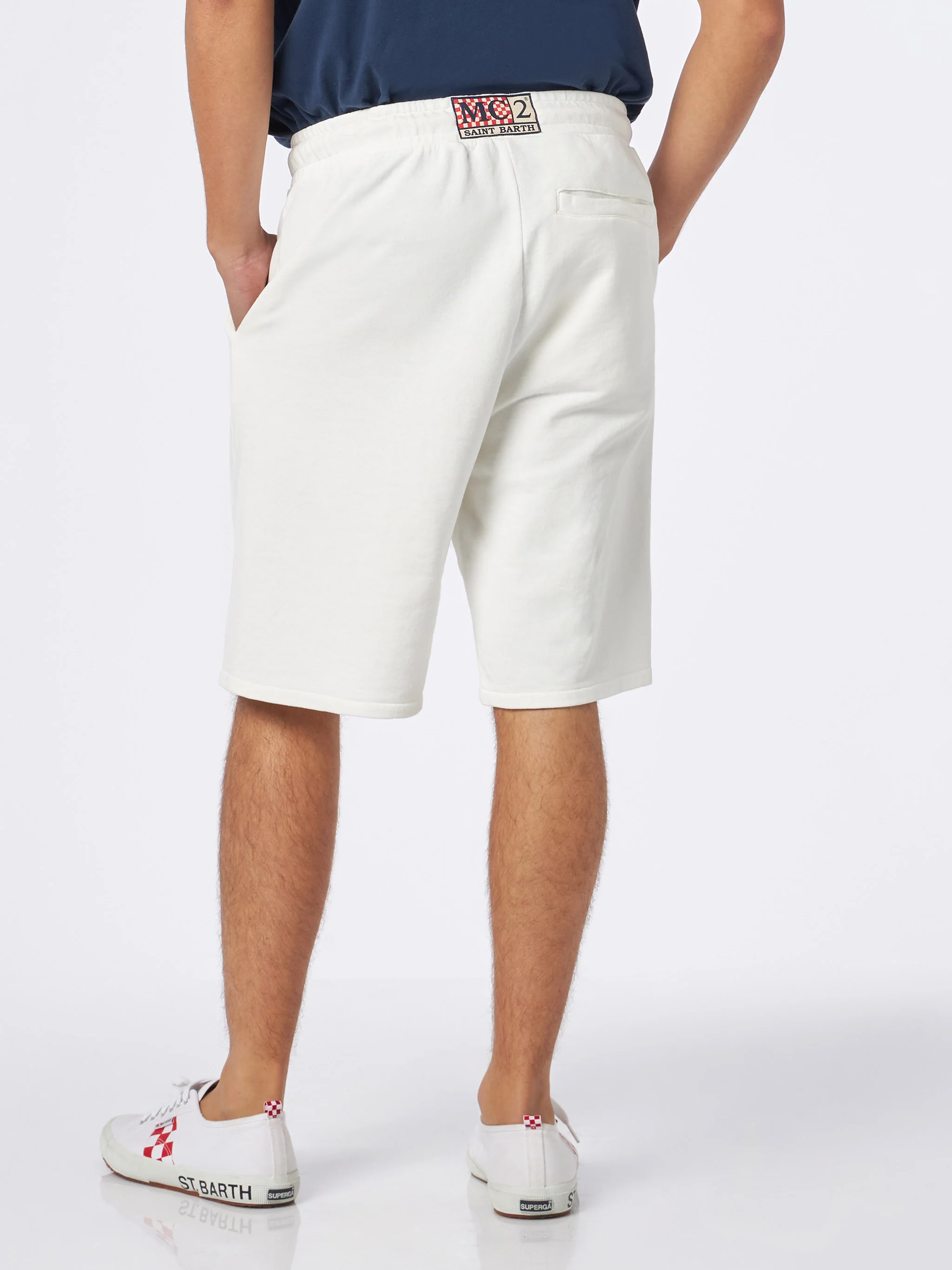 Weiße Bermuda-Shorts aus Baumwolle für Herren