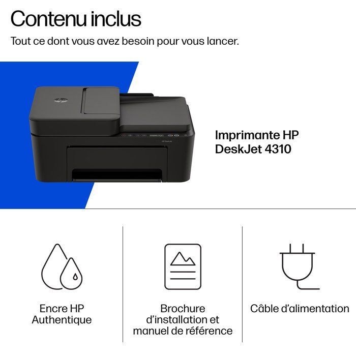 Imprimante tout-en-un HP DeskJet 4310 jet d'encre couleur + Carte Instant Ink