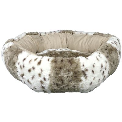 Trixie Leika Plush Dog Bed - White / Light Brown