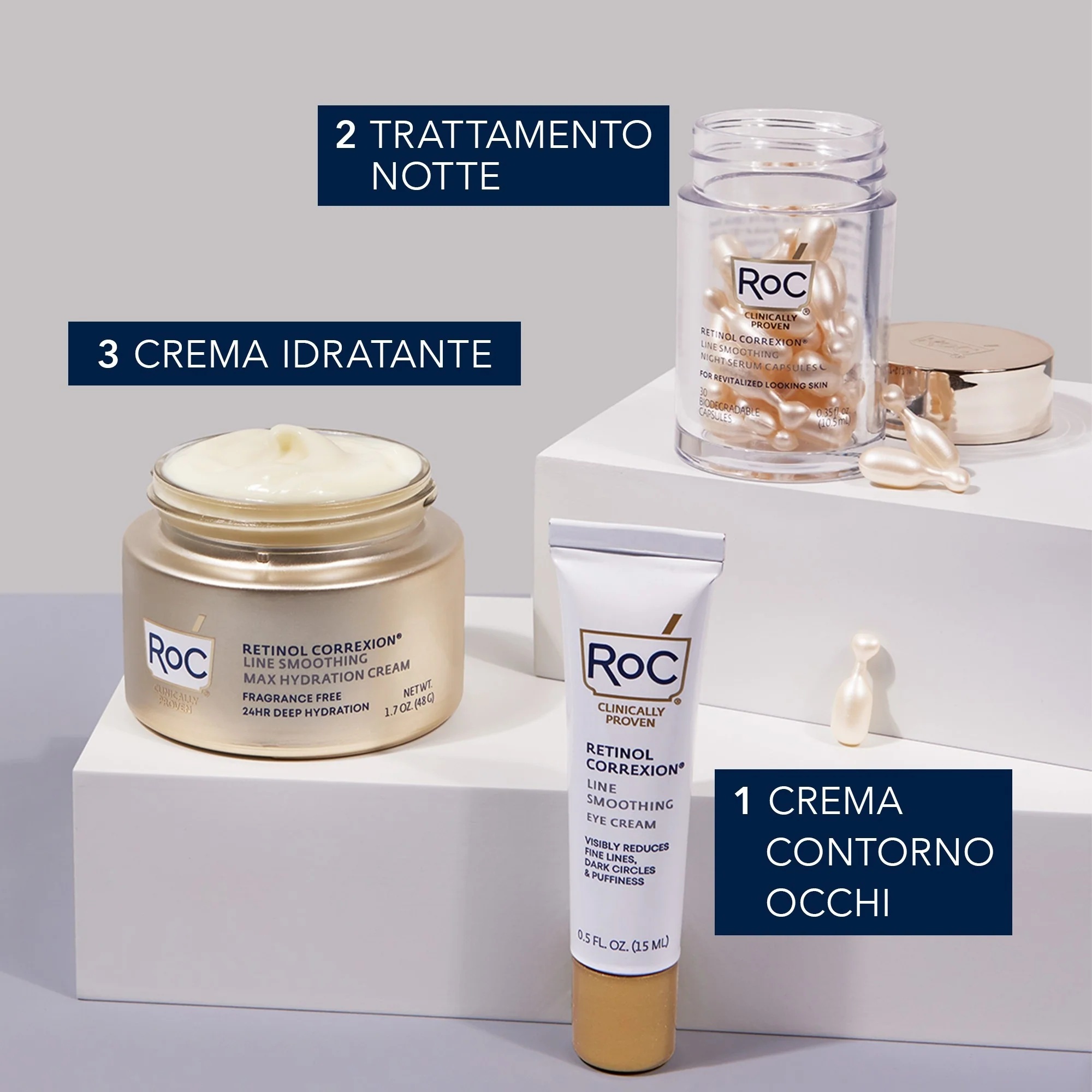 Retinol Correxion Line Smoothing Siero Viso Notte in Capsule - Tratt.viso notte antirughe, Siero viso antirughe