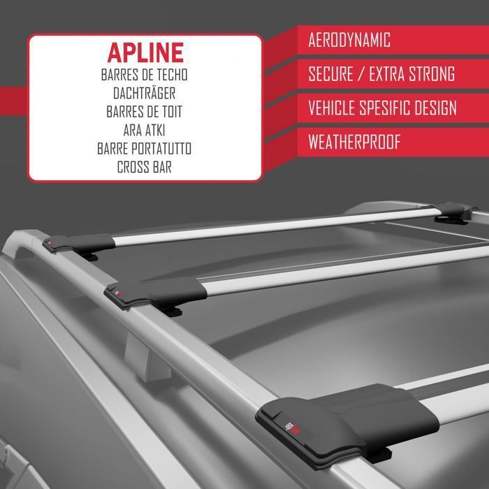 Barras de techo FLY - Modelo Railing - Compatible con Fiat Freemont 2011-2023 - 3 barras - Aluminio gris