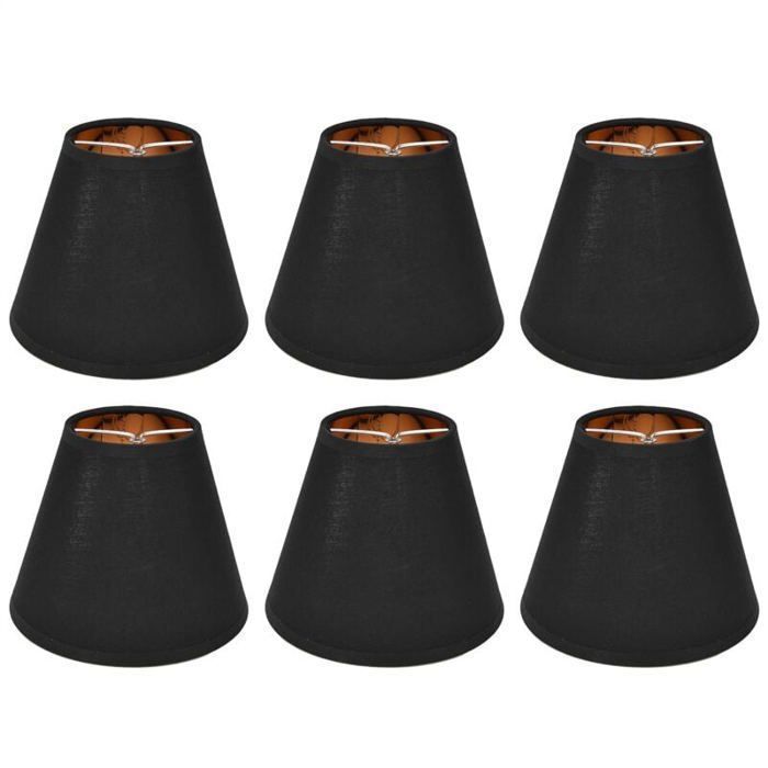 6 paralumi in miniatura neri a clip per lampadario e lampada da comodino, in tessuto, diametro 15 cm, design moderno, illuminazione rinnovata