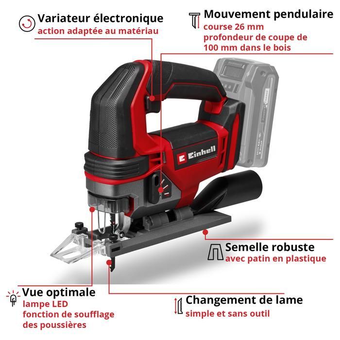 Einhell Scie sauteuse sans fil TE-JS 18/100 Li - Solo PXC (18V) Livré sans Batterie ni Chargeur