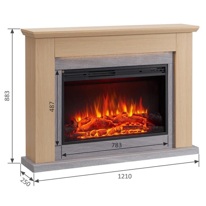 Cheminée électrique BALDERIA Typhon - Cheminée sur pied, chauffage 2000 W - Marron clair