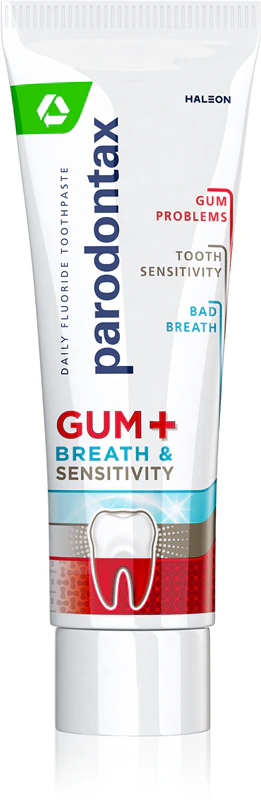 Pasta de dentes Parodontax Gum And Sens Original para proteção completa dos dentes e hálito fresco.