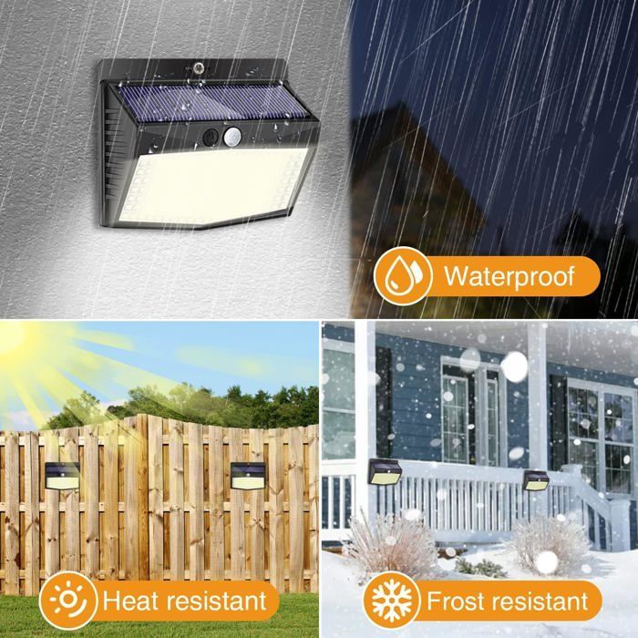 Conjunto de 2 Luminárias Solares Externas, 138 LEDs, Sensor de Movimento, À Prova D'Água, 3 Modos de Iluminação Externa
