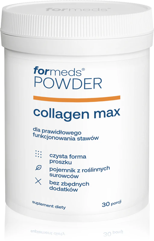 Formed Powder Collagen Max is een collageen voedingssupplement dat de goede werking van kraakbeen en botten ondersteunt.