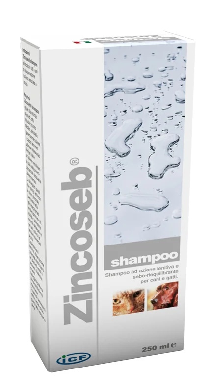 Shampoo calmante Zincoseb para equilibrar a oleosidade em cães e gatos, 250 ml
