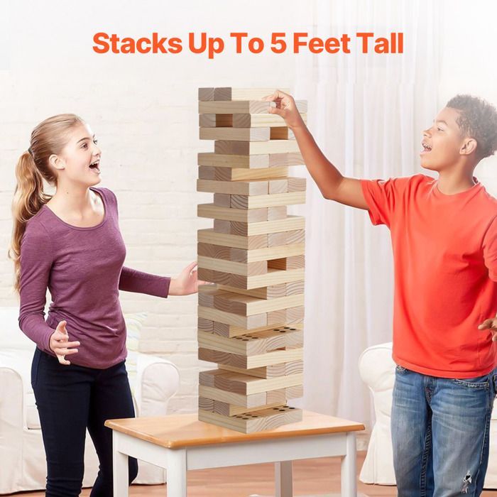Wooden Rocking Toy - DUOKU - Giant Tower - 60 Blocks - For Children Ages 3 to 10 - Indoor