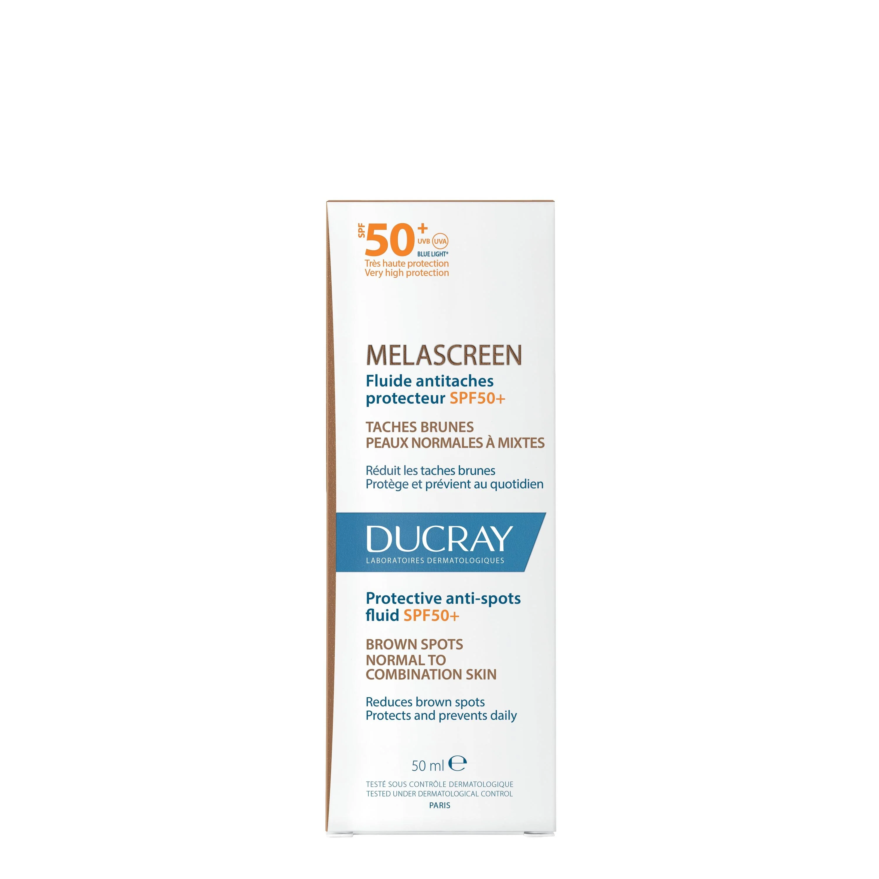 Melascreen Fluido anti-macchie  protettivo SPF50+ - Fiale viso antimacchie, Trattamenti Protettivi, Solare viso alta prot.