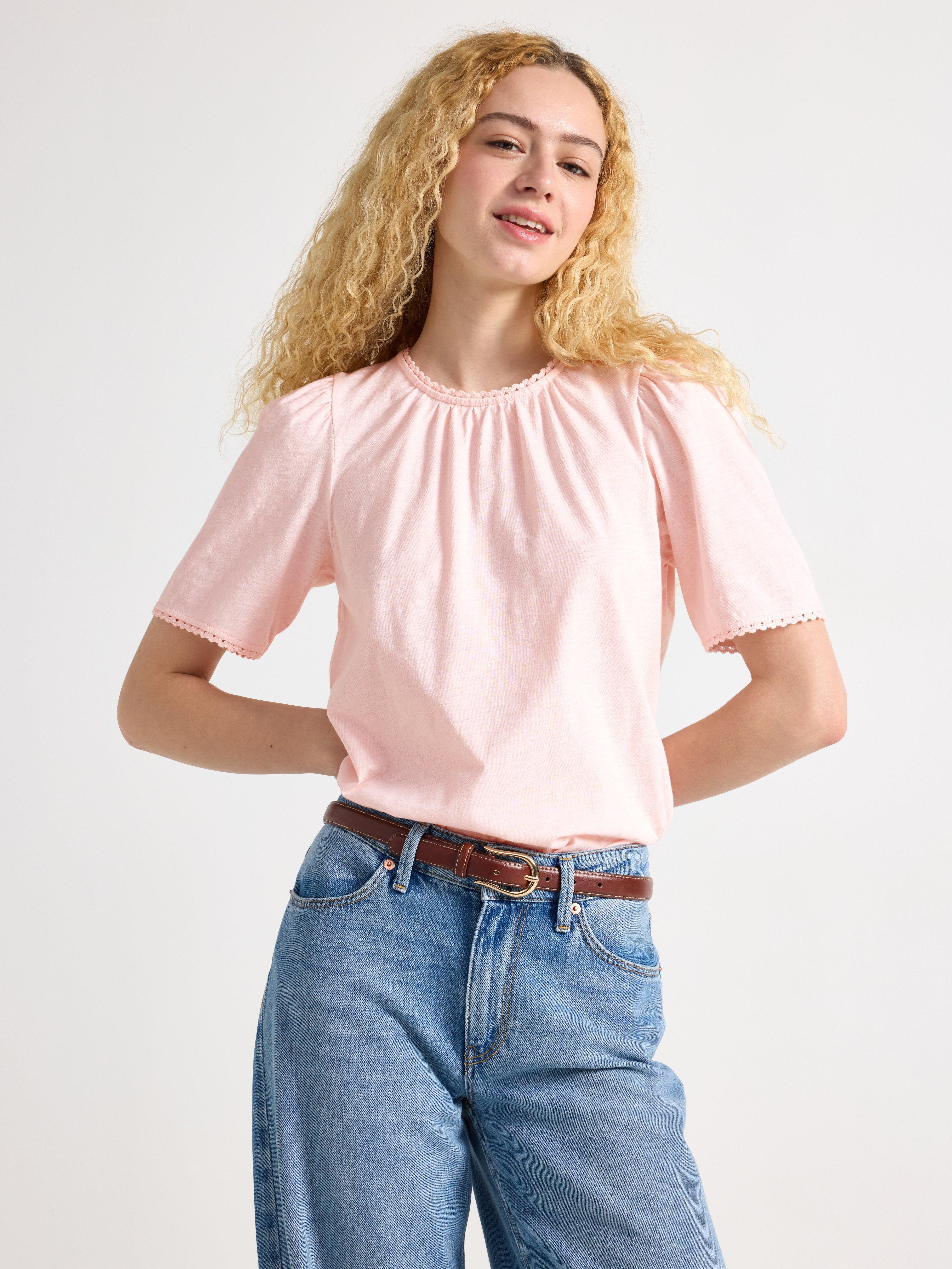 Top de manga corta rosa claro