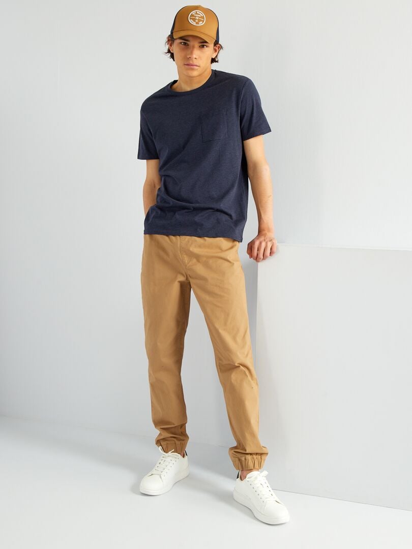 T-shirt met korte mouwen en borstzakken - BLAUW