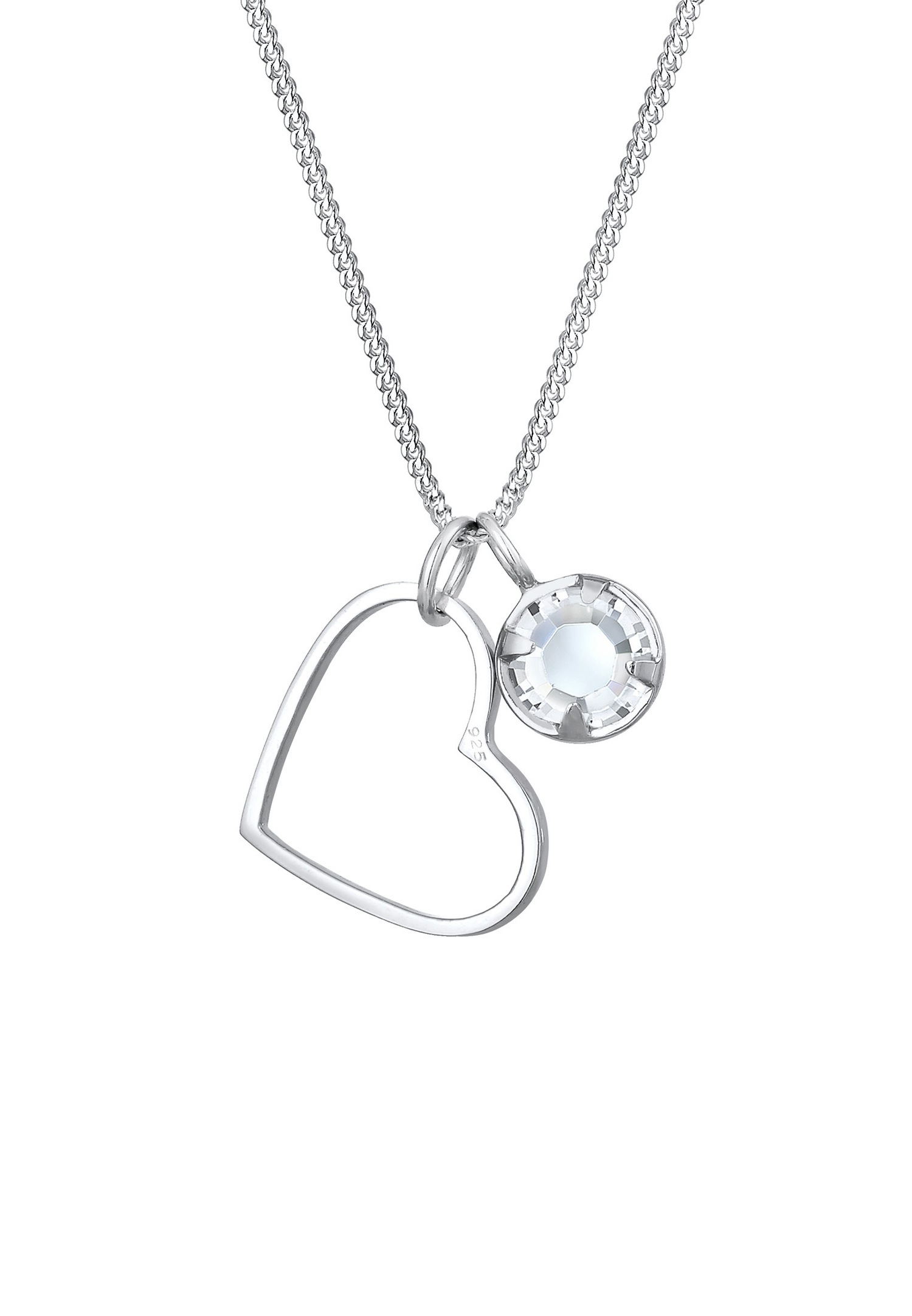 Elli Pendentif Coeur Découpe avec des Cristaux Collier Femme - (925/1000) Argent