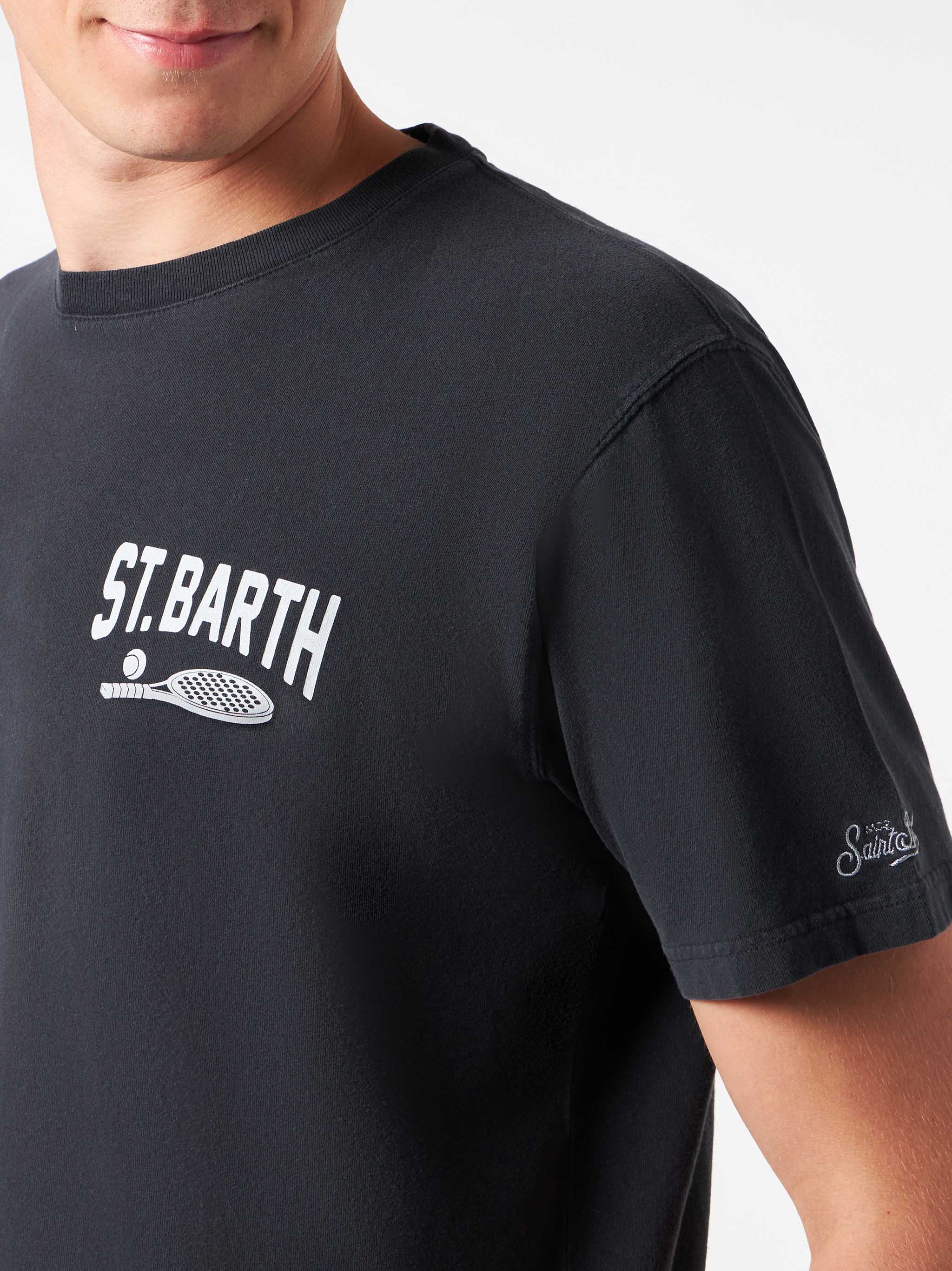 T-shirt van zwaar katoen voor heren met St. Barth-borduurwerk.