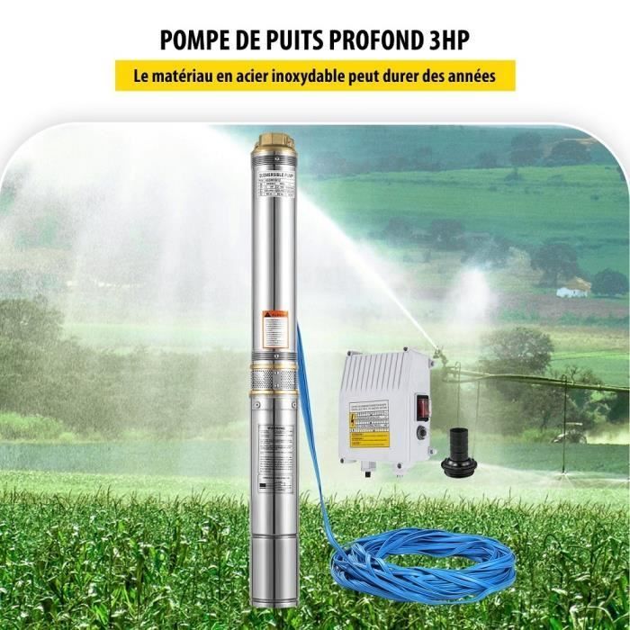 Bomba sumergible - Acero inoxidable - 2200 W - Caudal 14000 L/h - Profundidad 72 m - Riego