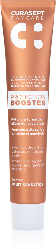 Creme dental em gel Curasept Daycare Protection Booster com sabor de frutas