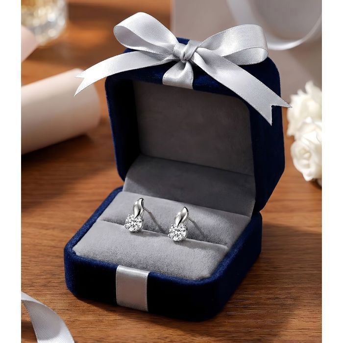 Oorbellen - Dames - Oorstekers - Golfvorm - Zirkonia - Wit - 925 Sterling Zilver - 15 x 7 mm