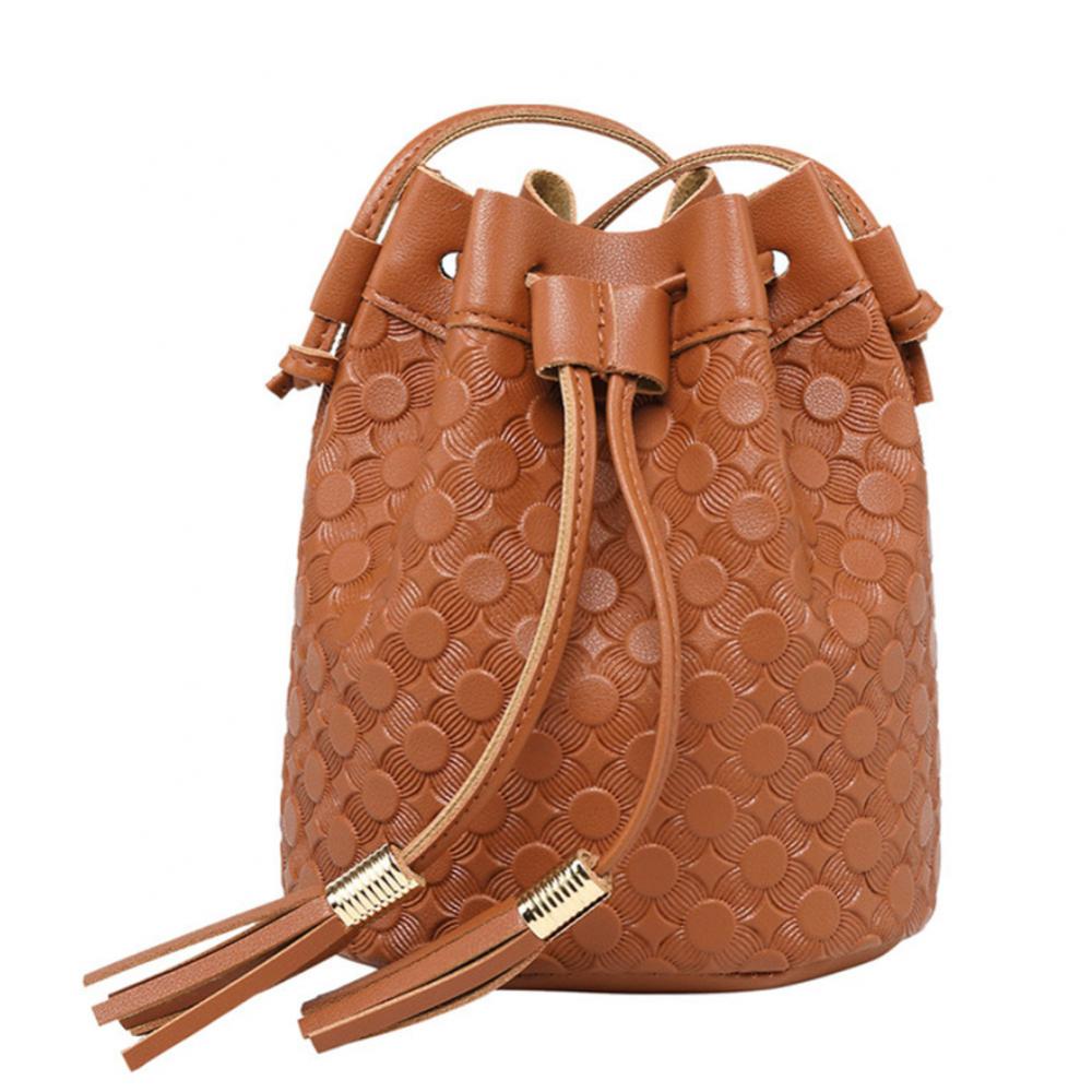 2020 WOMEN 's Drawstring Bucket Bag Ladies Fashion Crossbody Purse PU Leather Shoulder Bag for WOMEN Teen Girls 14x12x18CM