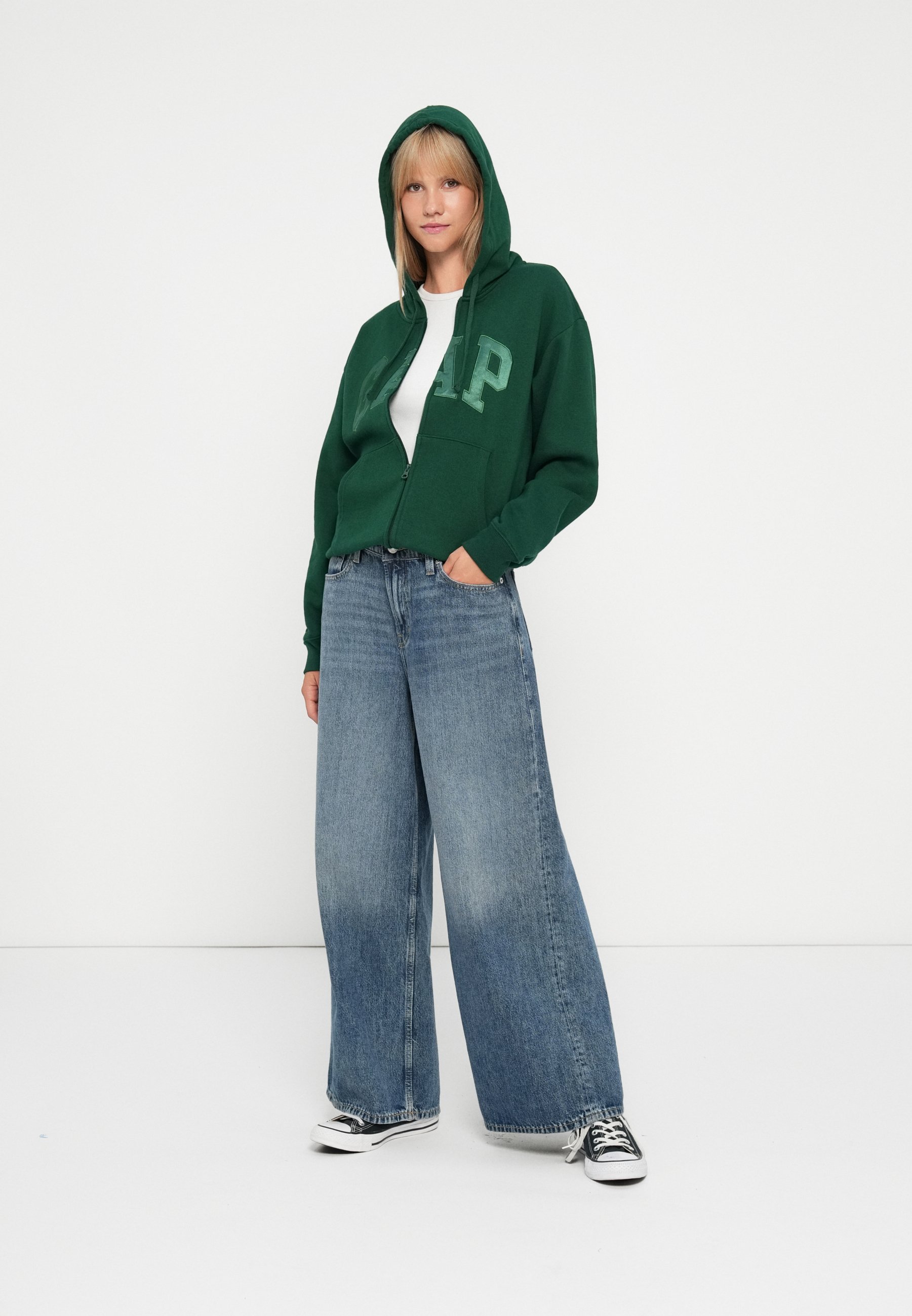 Mikina na zip GAP - evergreen glamour