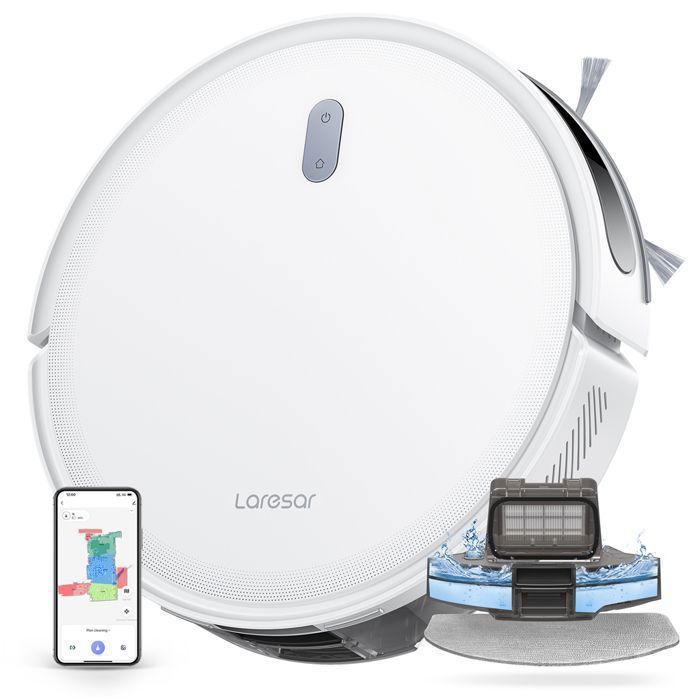 Laresar L10-Aspirateur Robot Laveur 3 en 1 -6500Pa/180 min-SoF LiDAR Navigaton-WiFi/Alexa/APP-Poils d’animaux-Tapis