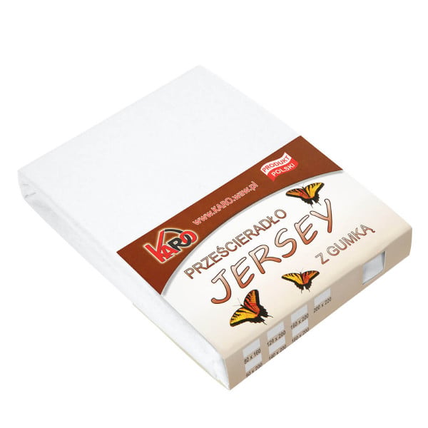 Prześcieradło jersey z gumką 160x200 białe 001 150g/m2 KARO