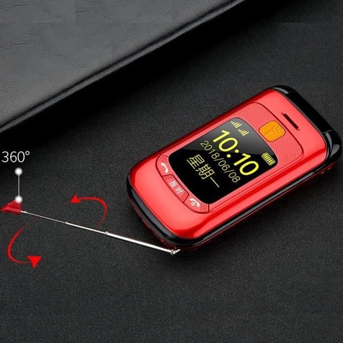 Telefono cellulare per anziani - CODREAM - Doppio schermo LCD - Suoneria extra forte - Pulsante SOS - 2800 mAh