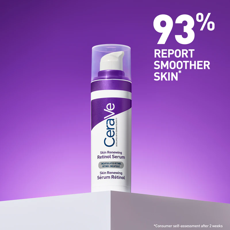 Сироватка проти зморшок CeraVe Skin Renewing Retinol Serum з ретинолом, яка відновлює захисний бар'єр шкіри
