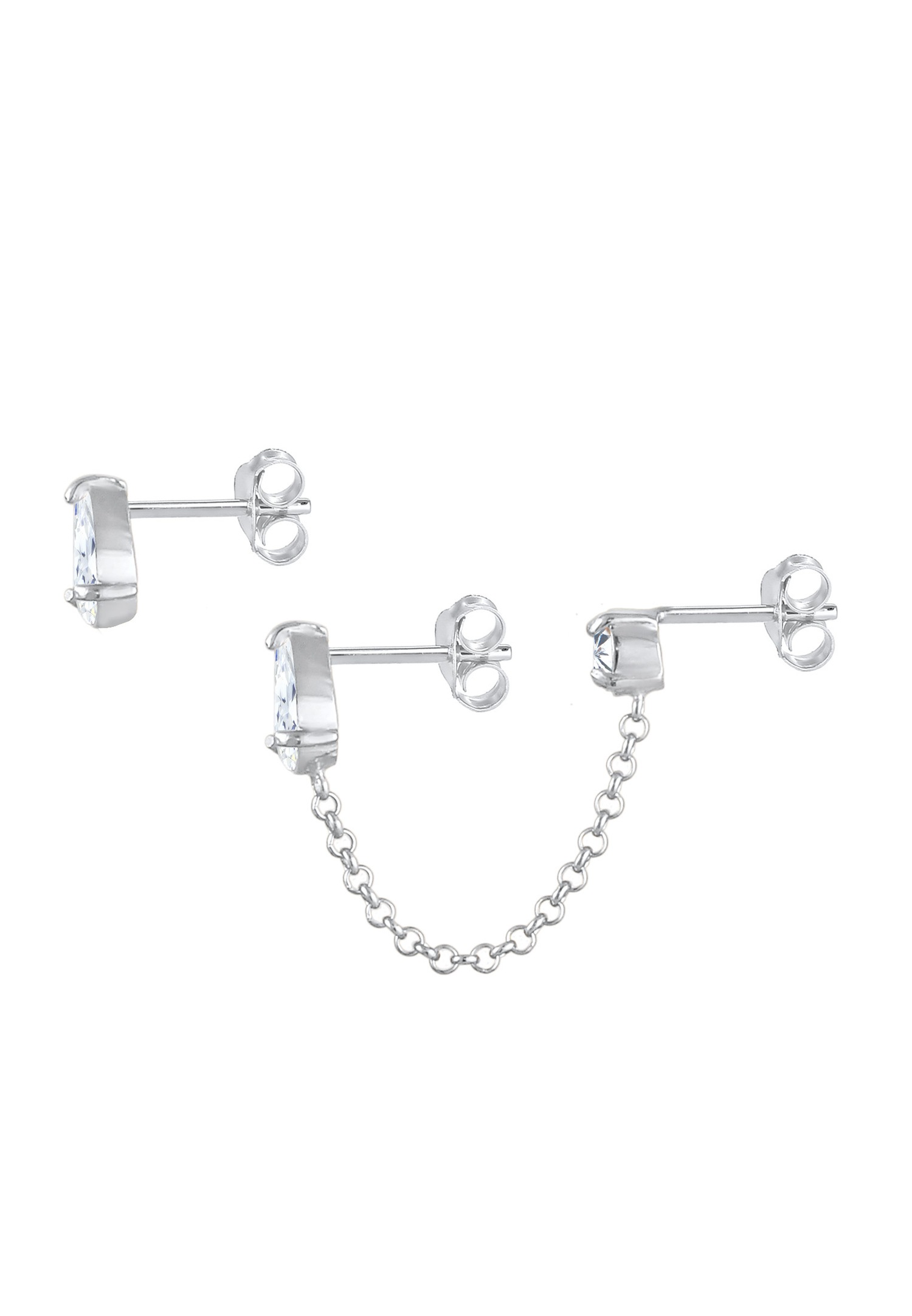 Elli boucles d'oreilles pour dames en filigrane scintillant avec des cristaux de zircone en 925/1000 argent massif