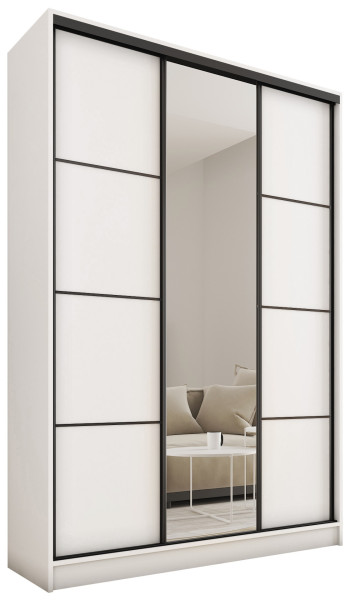 Szafa przesuwna z lustrem 150 cm LOFT MAX z szufladami drążki