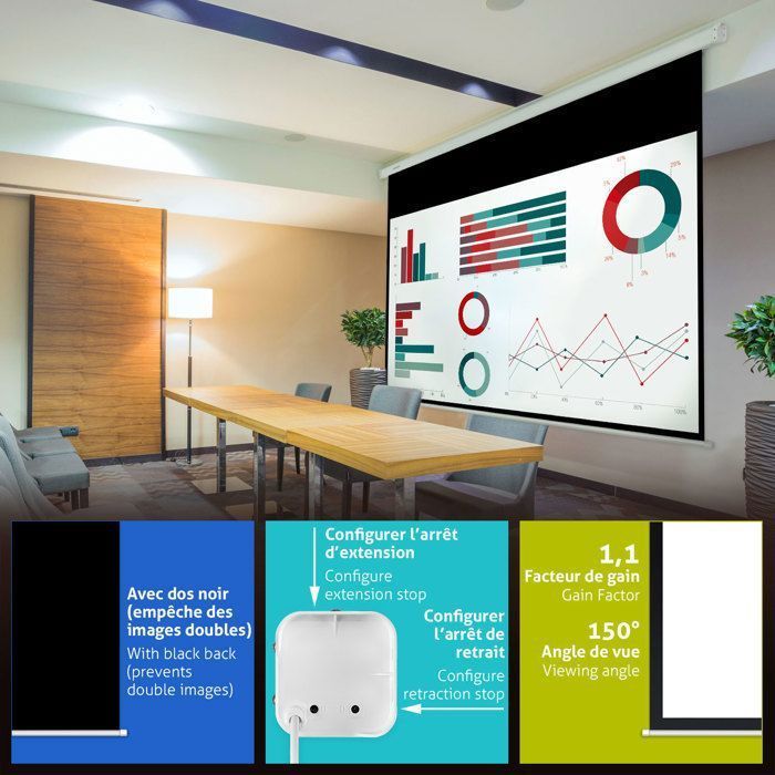 ESMART Professionnel MIMOTO Écran de Projection Moteur 295 x 165 cm (133