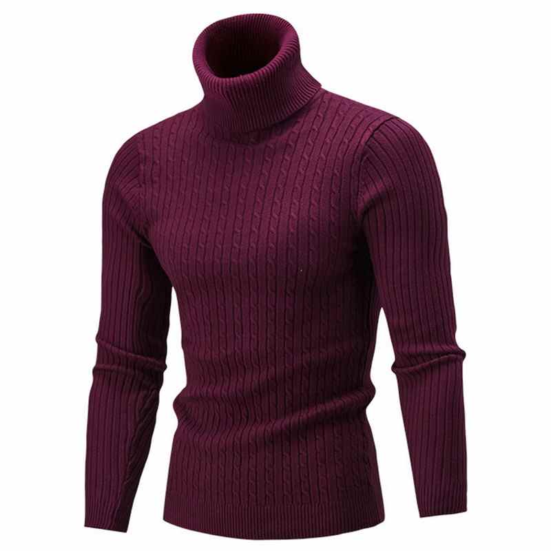 Męski sweter z golfem na jesień i zimę, męski golf, ciepły, dzianinowy sweter, utrzymujący ciepło