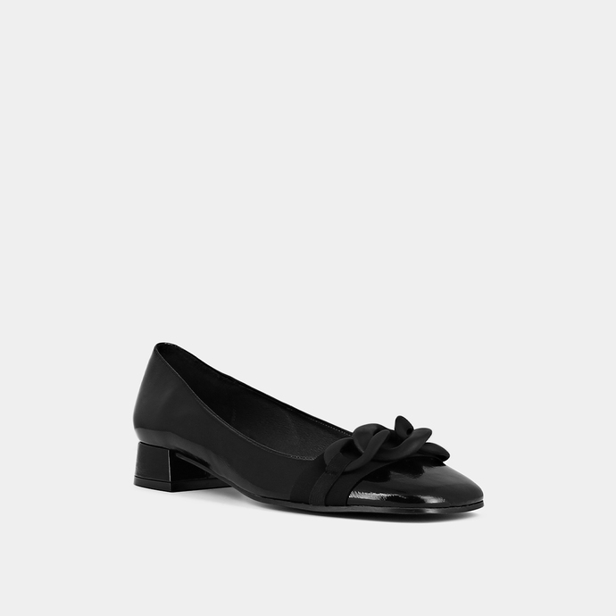 Ballerines à nœuds  en vernis plissé noir