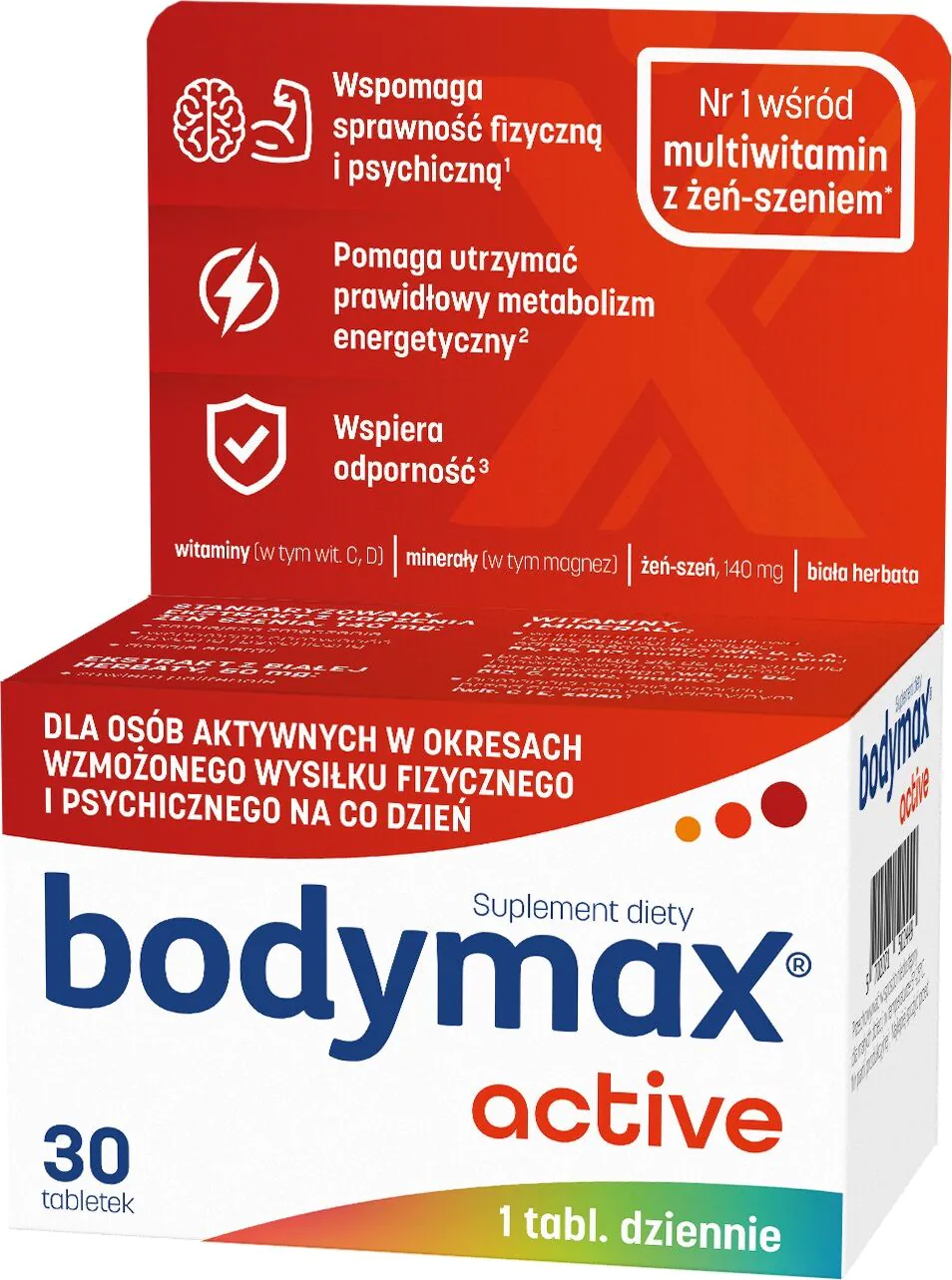 Bodymax Active, Zestaw witamin i minerałów, Tabletki