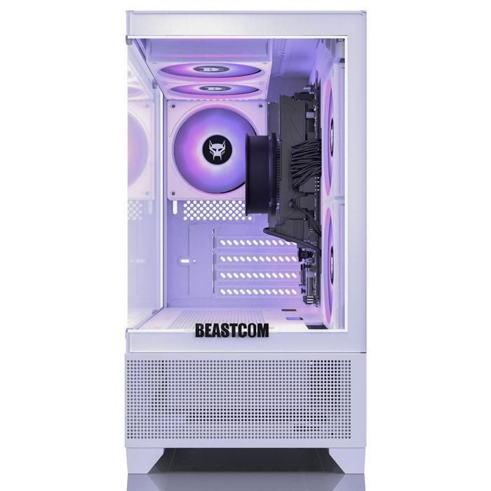 BEASTCOM Q3 Essential Gaming, PC da gaming bianco, AMD Ryzen 5 3400G 4x4.20GHz, RX Vega 11 4K, 16 GB di RAM, SSD da 512 GB, WiFi, Windows 11