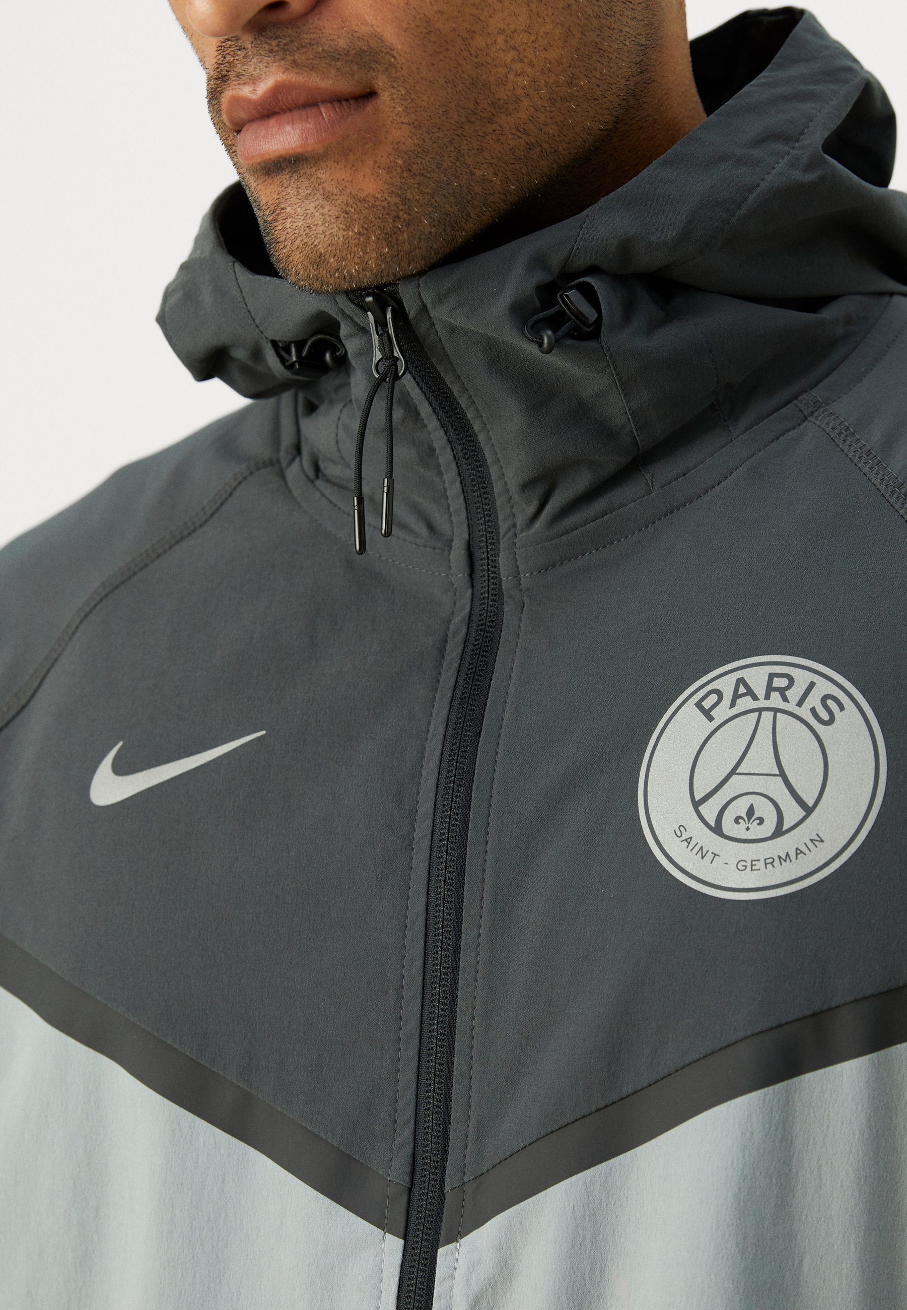 Nike Performance PARIS SAINT-GERMAIN TECH WINDRUNNER - Clubkleding - antraciet/deeltjesgrijs/zilverkleurig