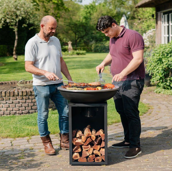 BBQ Plancha Grill Amigo - Avec Housse de protection personnalisée et rangement bois Ø67cm Barbecue