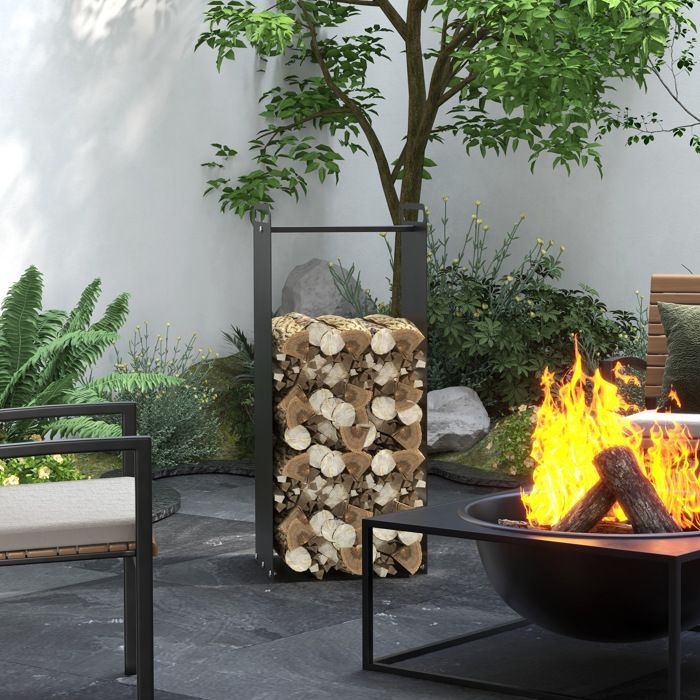 Firewood rack 36 x 30 x 90 cm Firewood rack with handles, Outdoor firewood rack